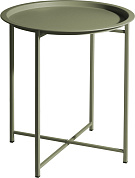 Стол журнальный круглый, сталь, д.46х52,5 см,матовый светло-зеленый