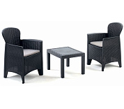 Akita  set - набор мебели для сада из пластика, с подушками для сиденья, имитация ротанга